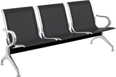 PrimeMatik - Wachtkamerbank met 3-zits zwarte ergonomische stoelen