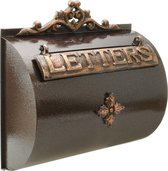 PrimeMatik - Oude gietijzeren brievenbus voor brieven en roestkleurige post