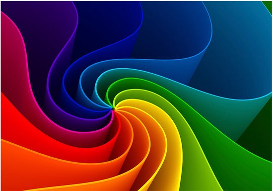 Fotobehangkoning - Behang - Vliesbehang - Fotobehang - Colorful Pinwheel - Kleurrijk 3D - 200 x 140 cm