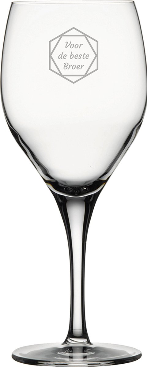 Gegraveerde witte wijnglas 34cl voor de beste Broer in hexagon