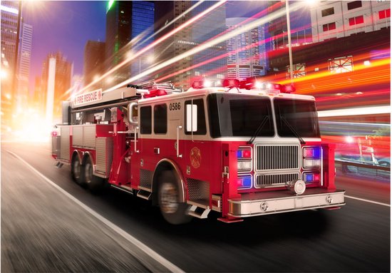 Fotobehangkoning - Behang - Vliesbehang - Fotobehang Brandweerauto - Brandweer - Brandweerwagen - 200 x 140 cm