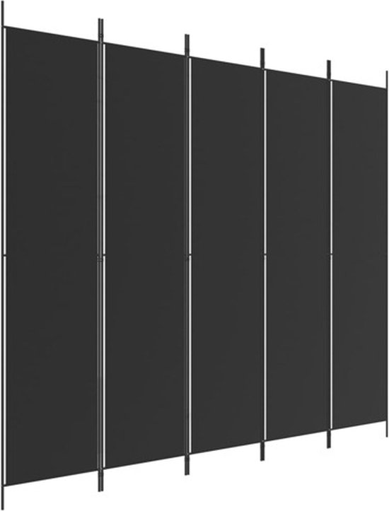 vidaXL Séparateur de pièce avec 5 panneaux 250x220 cm Tissu noir - Séparateur de pièce - Séparateurs de pièce - Cloison de séparation - Séparateur de pièce