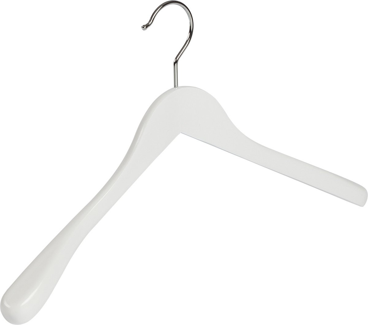 De Kledinghanger Gigant - 6 x Mantelhanger / kostuumhanger lotushout wit gelakt met schouderverbreding, 41 cm