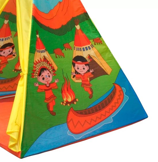 Tipi tent kinderen - 100x100x135 cm - Indianen print - oranje — afbeelding 4