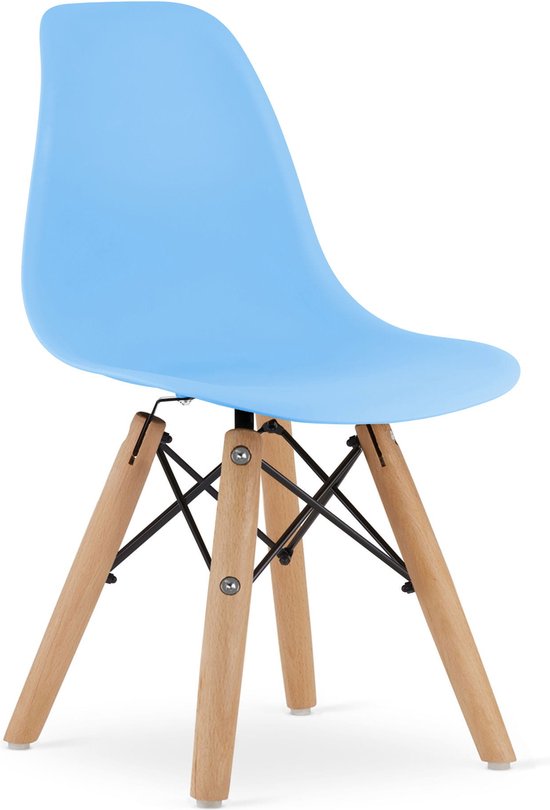 ZUBI - Chaises de salle à manger - lot de 4 - piètement bois - bleu clair