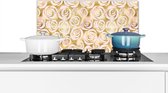 Spatscherm keuken 70x30 cm - Kookplaat achterwand Marmer - Goud - Rozen - Patronen - Muurbeschermer - Spatwand fornuis - Hoogwaardig aluminium
