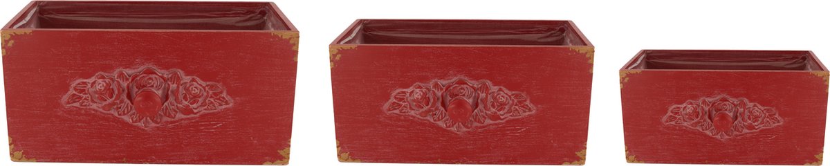 Dijk Natural Collections - Drawer fir wood with plastic 33x18x16cm S-3 - Rood