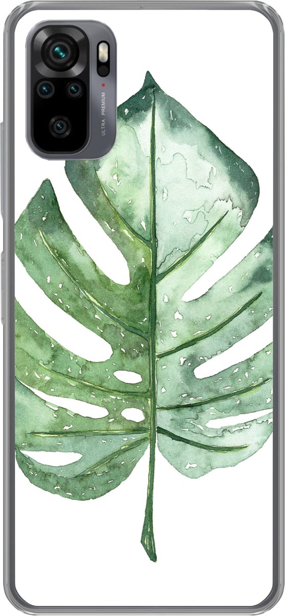 Telefoonhoesje Geschikt voor Xiaomi Geschikt voor Redmi Note 10 Pro hoesje - Waterverf - Monstera - Blad - Siliconen Telefoonhoesje Telefoonhoesje