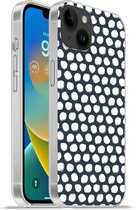 Geschikt voorApple Iphone 14 Plus - Soft case hoesje - Stip - Patroon - Wit - Siliconen Telefoonhoesje