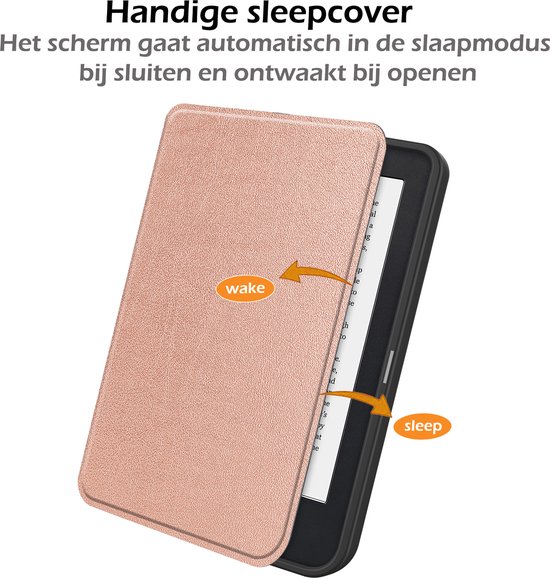 Hoesje Geschikt voor Kobo Clara 2E Hoes Book Case - Hoes Geschikt voor Kobo Clara 2E Hoesje Book Cover - Rosé Goud van Hoesje  — afbeelding 4