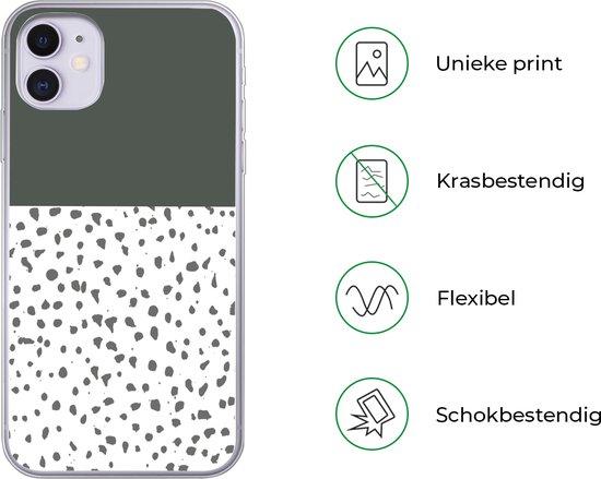 Coque iPhone 11 - Pois - Grijs - Wit - Siliconen