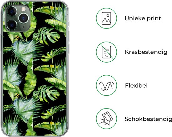 Coque iPhone 11 Pro Max - Feuilles de palmier - Tropical - Motifs - Coque de téléphone en Siliconen