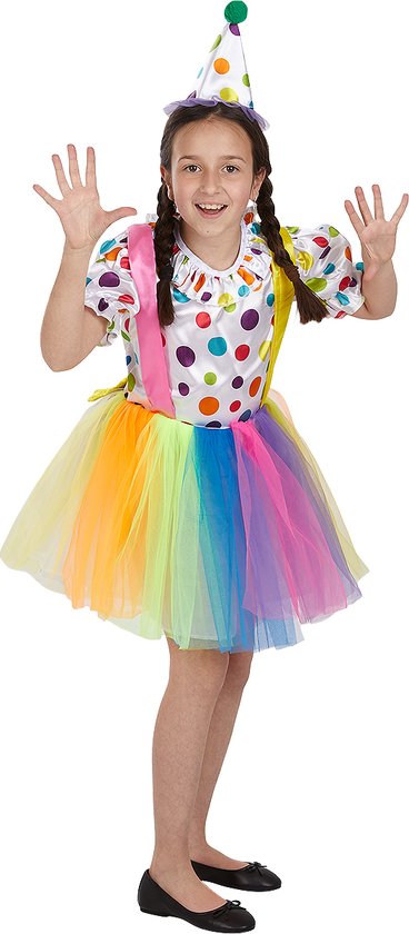 FUNIDELIA Clown Kostuum voor meisjes - Maat: 107 - 113 cm - Rood