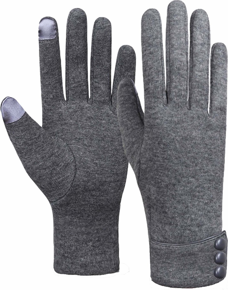 Handschoenen Dames - Geschikt voor Touchscreen - One Size voor M, S - Zacht en Warm Materiaal -Grijs