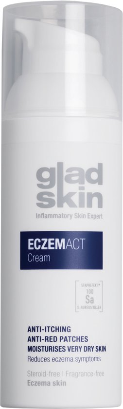 Gladskin ECZEMACT Cream 30ml - Klinisch bewezen effectief tegen Jeuk , Roodheid en Schilfers - Hydrateert extreem droge huid - Met Staphefekt™