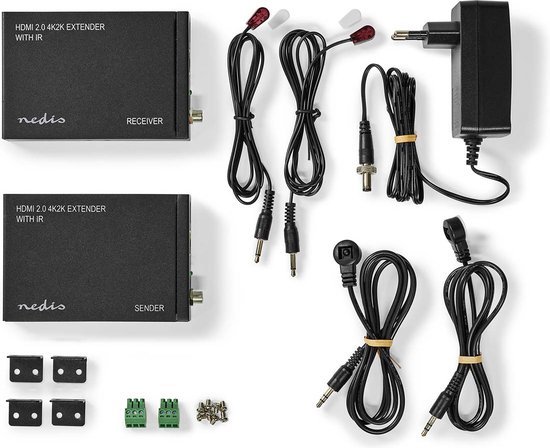 Nedis VREP3480AT, Émetteur et récepteur AV, 60 m, Avec fil, Anthracite