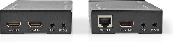 Nedis VREP3480AT, Émetteur et récepteur AV, 60 m, Avec fil, Anthracite