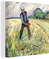 Canvas Schilderij The Haymaker - Edvard Munch - 50x50 cm - Wanddecoratie