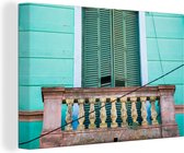 Fenêtre avec volets et balcon en Caminito 60x40 cm - Tirage photo sur toile (Décoration murale salon / chambre)