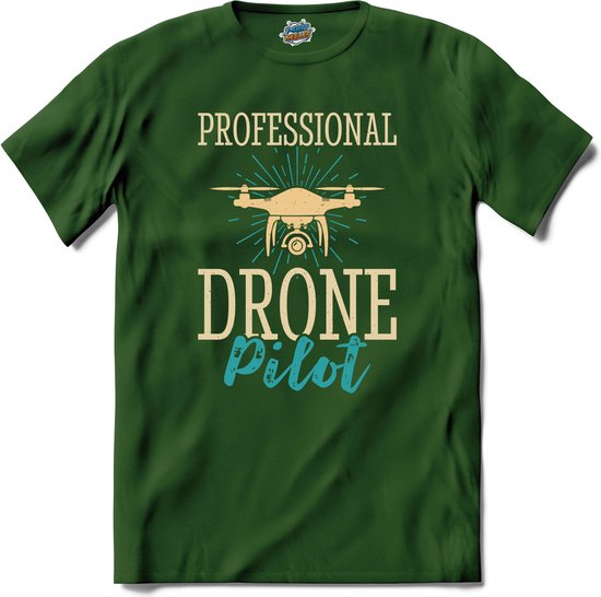 Professional drone pilot | Drone met camera | Mini drones - T-Shirt - Unisex - Bottle Groen - Maat XL