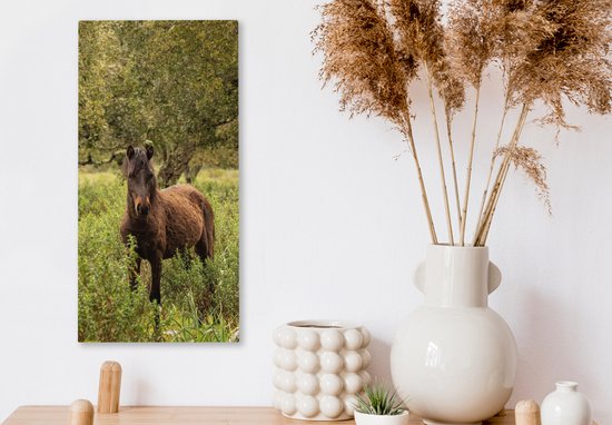 Toile Peinture Cheval - Forêt - Herbe - 20x40 cm - Décoration murale