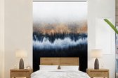 Behang - Fotobehang Abstract - Goud - Luxe - Blauw - Breedte 195 cm x hoogte 300 cm