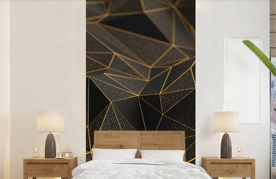 Behang - Fotobehang Abstract - Goud - 3D - Luxe - Kunst - Breedte 120 cm x hoogte 240 cm