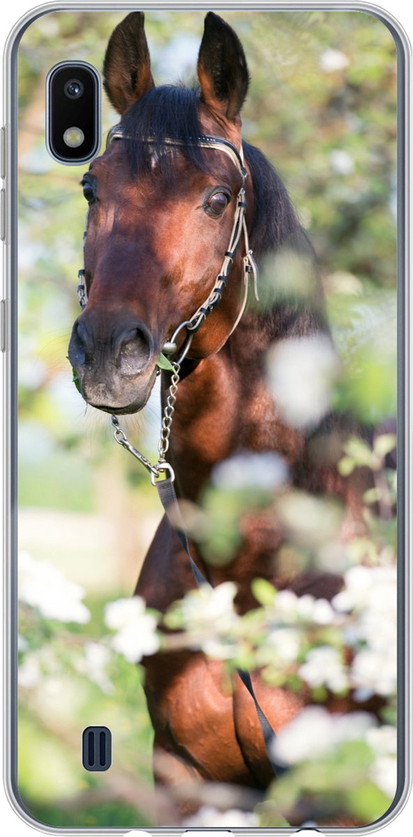Telefoonhoesje Geschikt voor Samsung Galaxy A10 hoesje - Paarden - Bloesem - Lente - Dieren - Siliconen Telefoonhoesje Telefoonhoesje
