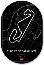 Muurovaal - Wandovaal - Kunststof Wanddecoratie - Ovalen Schilderij - F1 - Racebaan - Circuit de Barcelona-Catalunya - Circuit - Spanje - Zwart - 80x120 cm - Ovale spiegel vorm op kunststof