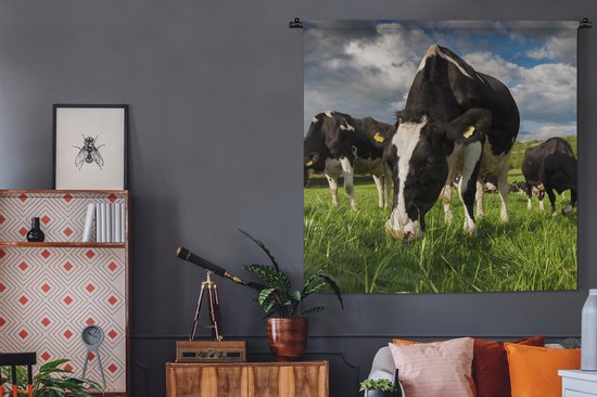 Tapisserie - Tapisserie - Vaches - Animaux - Herbe - Pâturage - Ferme - 120x120 cm - Tapisserie