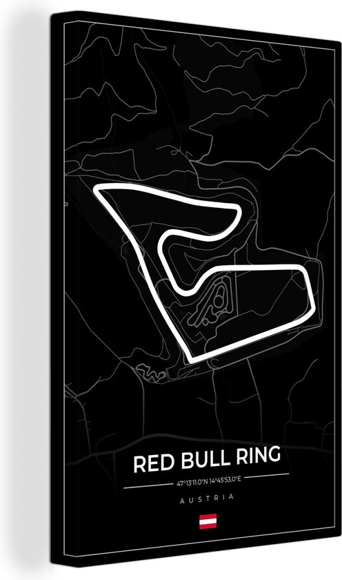 Canvas Schilderij F1 - Racebaan - Red Bull Ring - Oostenrijk - Circuit - Zwart - 20x30 cm - Wanddecoratie - Vaderdag cadeau - Geschenk - Cadeautje voor hem - Tip - Mannen