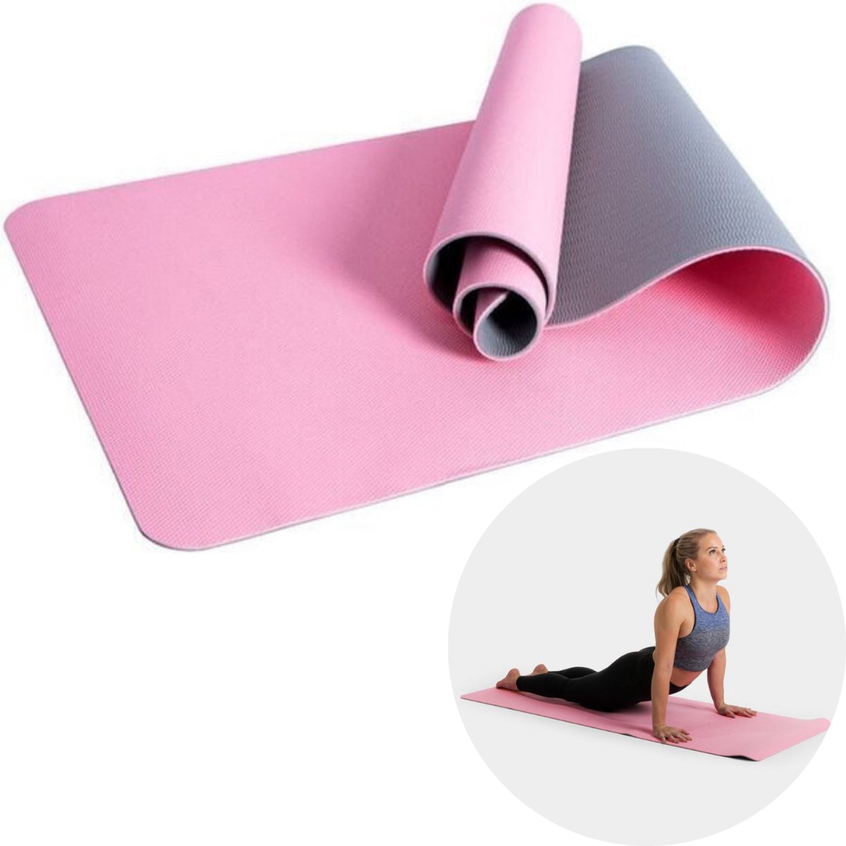 Cheqo® PRO FIT Antislip Yogamat - Sportmat - Fitnessmat - 173x58cm - Roze