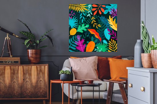 Stickers muraux - Film autocollant - Jungle - Feuilles - Couleurs - Garçons - Filles - Enfants - 80x80 cm - Film adhésif - Stickers muraux Chambre d'enfant - Papier peint autocollant