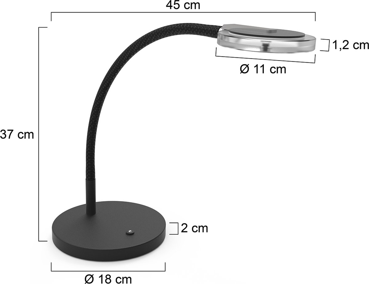 Tafellamp - Bussandri Limited - Design - Glas - Design - LED - L: 23cm - Voor Binnen - Woonkamer - Eetkamer - Zwart