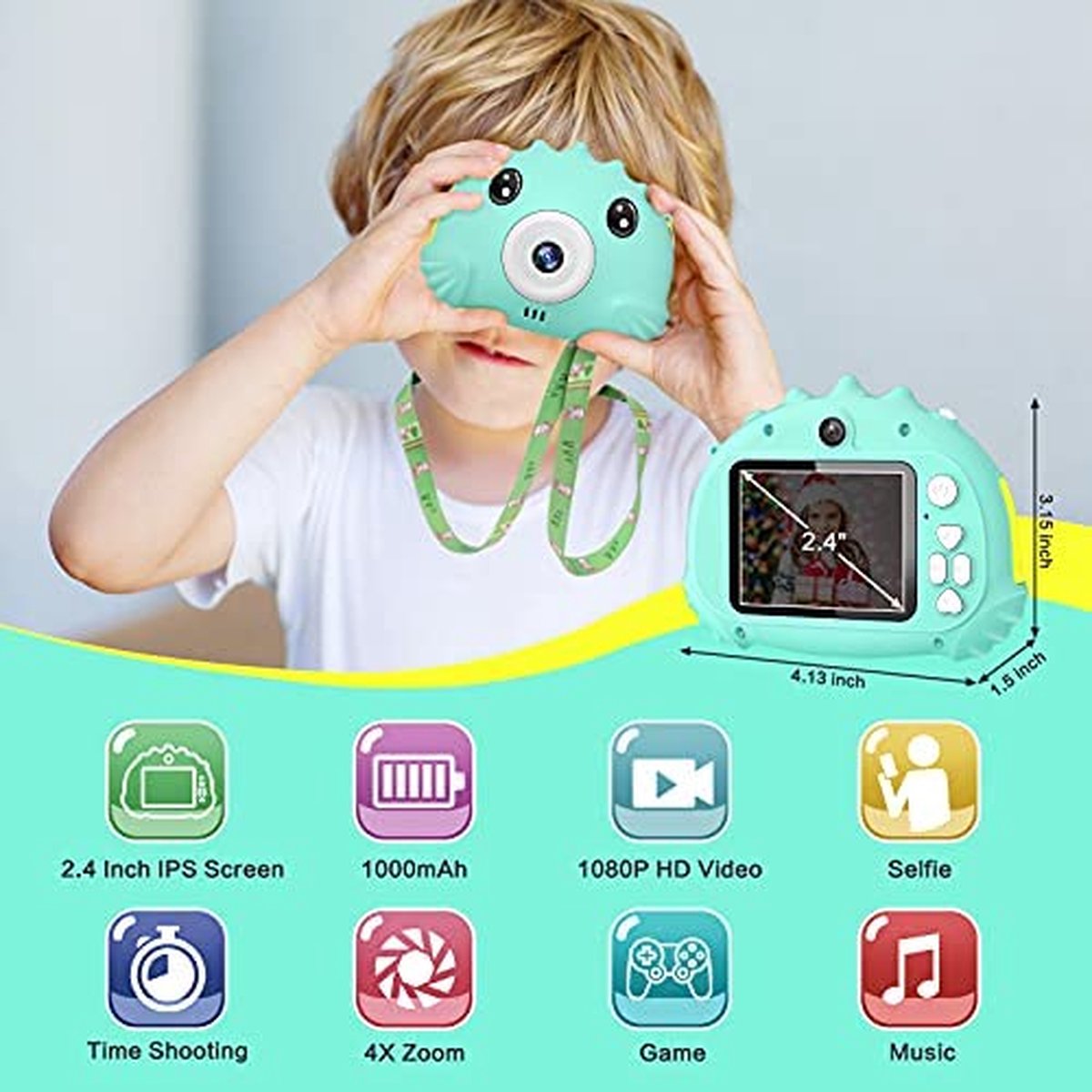 Appareil photo numérique pour enfants - Bleu - incluant Carte Micro SD 16  GB - Silvergear