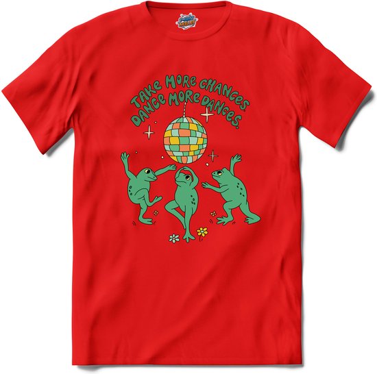 Flower Power - Take More Chances, Dance More Dances - Vintage Aesthetic - T-Shirt - Meisjes - Rood - Maat 12 jaar