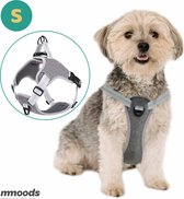 Mmoods Hondentuigje Grijs - Anti-Trek Tuig voor Puppy's - Hondenharnas voor Kleine Honden - Reflecterende Halsband Hond - Hondenhalsband Maat S