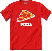 Pizza - grappig verjaardag kleding cadeau - eten teksten - T-Shirt - Heren - Rood - Maat L