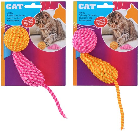 Cat toy mouse&ball Roze en Oranje