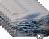 Placemat - Placemats kunststof - Zee - Golf - Noorwegen - 45x30 cm - 6 stuks - Hittebestendig - Anti-Slip - Onderlegger - Afneembaar