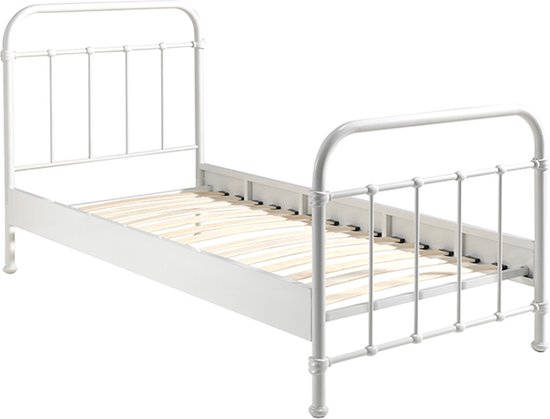 Lit enfant New York 90x200cm métal - blanc - Vipack - Lits simples en métal - Blanc - Métal - Lits simples en métal