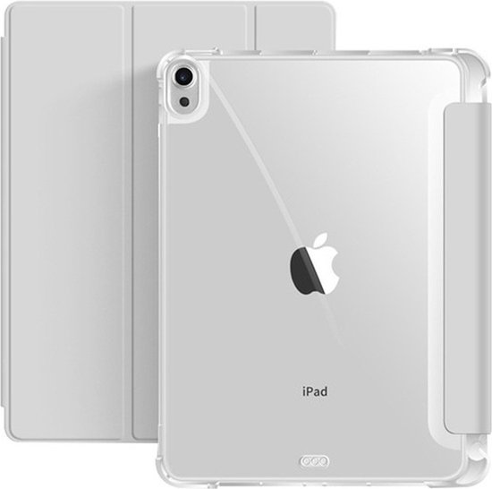 Mobiq - Clear Back Folio Case geschikt voor iPad 10.9 inch 2022 - grijs/transparant