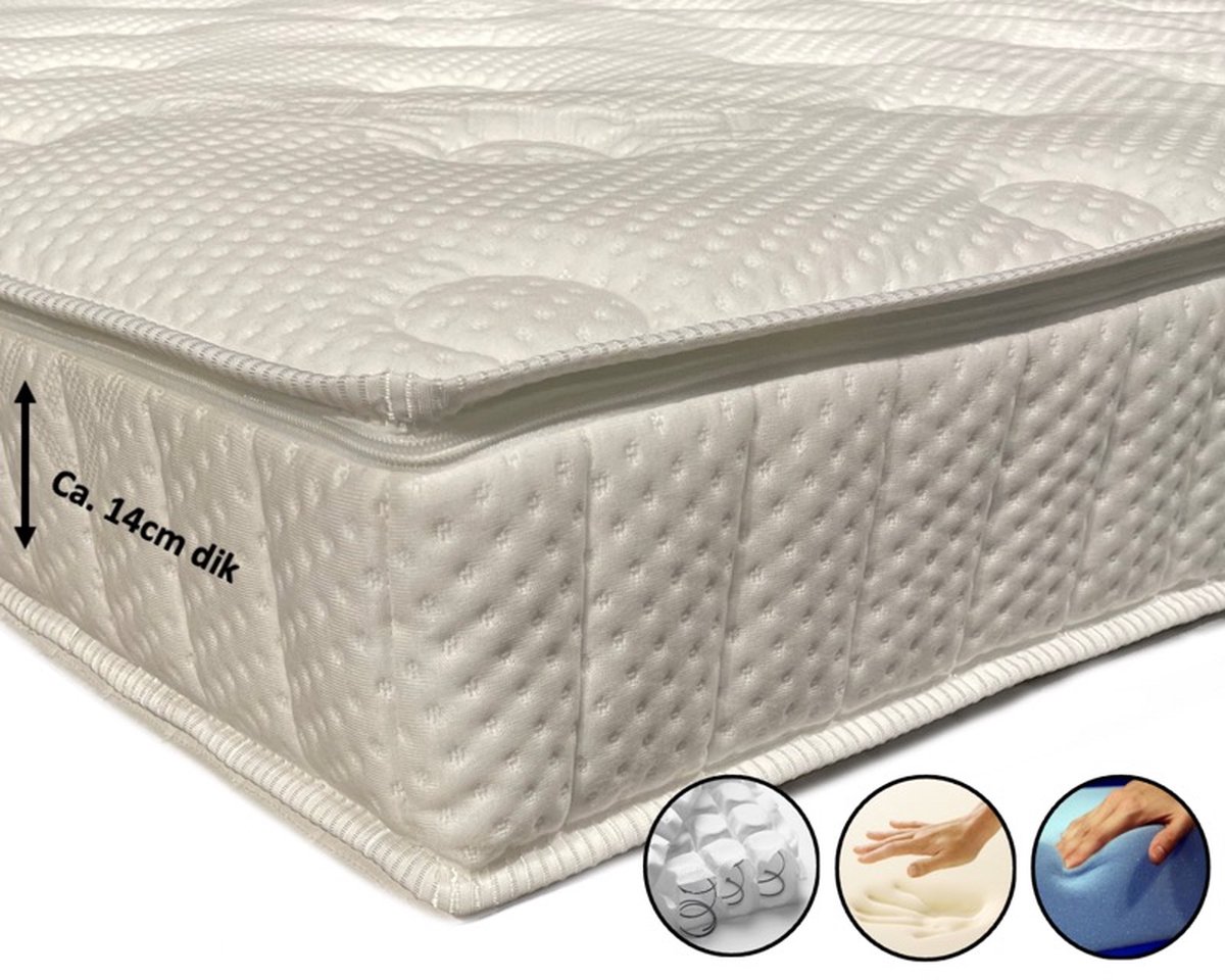 dreambedden Topper Momentum Micropocketvering - 100x190 - HR55 Koudschuim & Nasa Traagschuim - ca. 14cm dik - Tencel wit