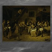 Wanddecoratie / Schilderij / Poster / Doek / Schilderstuk / Muurdecoratie / Fotokunst / Tafereel Boerenbruiloft - Jan Havicksz. Steen gedrukt op Dibond