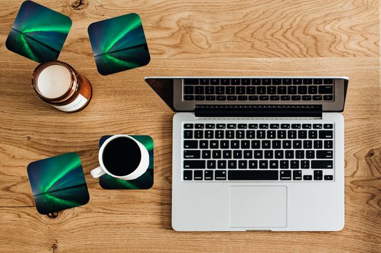 Sous-verres -verres - Aurores boréales - Islande - Ciel étoilé - 10x10 cm - 6 pièces