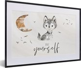 Affiche dans cadre photo enfants - Proverbes - Loup - Soyez vous-même - Enfants - Garçons - Filles - Aquarelle - Décoration murale garçons - 60x40 cm - Décoration chambre d'enfant