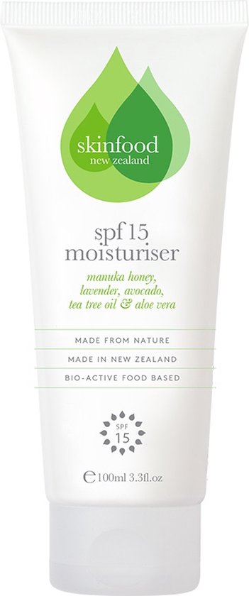 SKINFOOD NZ Skincare SPF15 Moisturizer - Hydraterende Dagcreme - Voor Alle Huidtypes - Natuurlijk & Dierproefvrij - 2 x 100ml