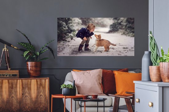 Stickers muraux - Film autocollant - Chien - Enfant - Neige - 120x60 cm - Film adhésif - Stickers muraux chambre enfant - Papier peint autocollant - Papier peint autocollant - Film autocollant