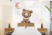 Behang kinderkamer - Fotobehang Spreuken - Be kind - Kinderen - Teddybeer - Waterverf - Breedte 175 cm x hoogte 240 cm - Kinderbehang