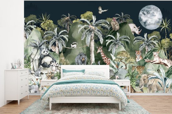 Papier peint - Papiers Papier peint photo Décoration Jungle - Enfants - Flamingo - Largeur 350 cm x Hauteur 260 cm